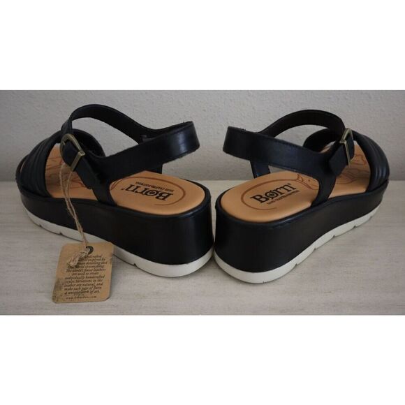 Børn Women's Sz 10M Black Faro Leather Ankle Strap Platform Sandals - Picture 9 of 10
